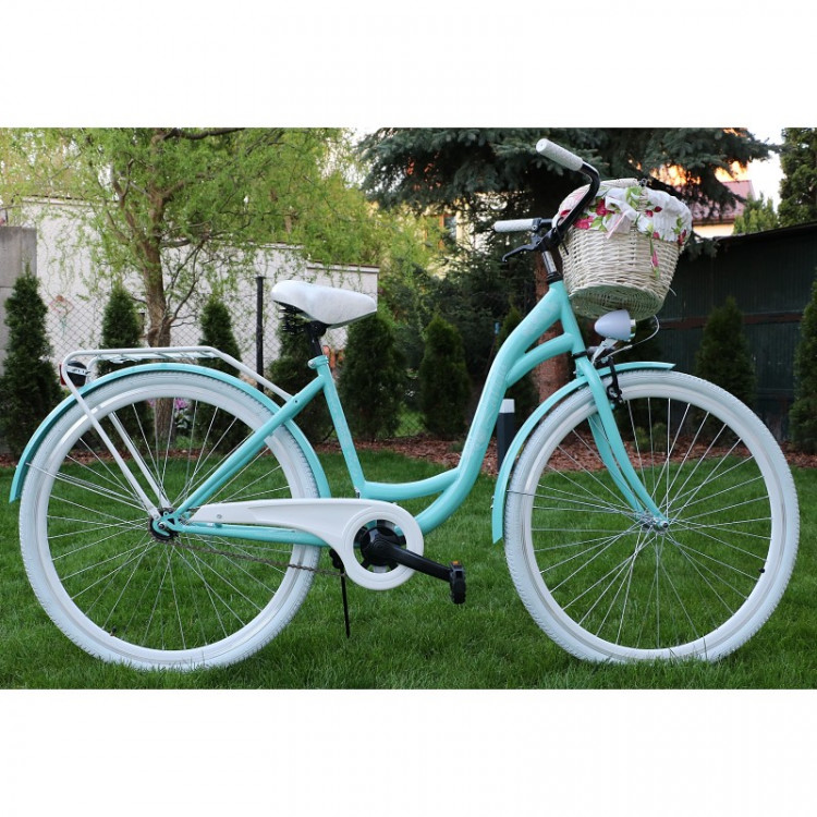 Mestský retro bicykel 28" Lavida 1-prevodový Modrý biele kolesá